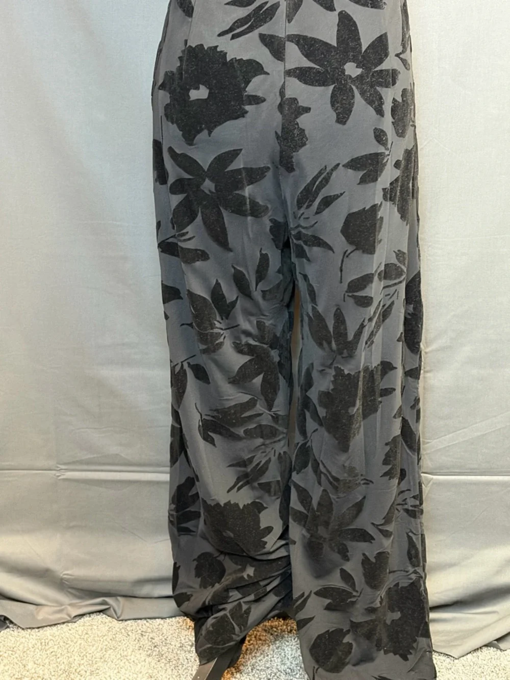 Lulus Love About It Black Velvet Burnout Strapless Jumpsuit Size XL